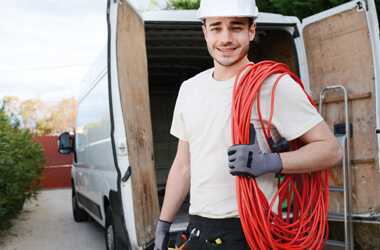 electrician with tools ready to work