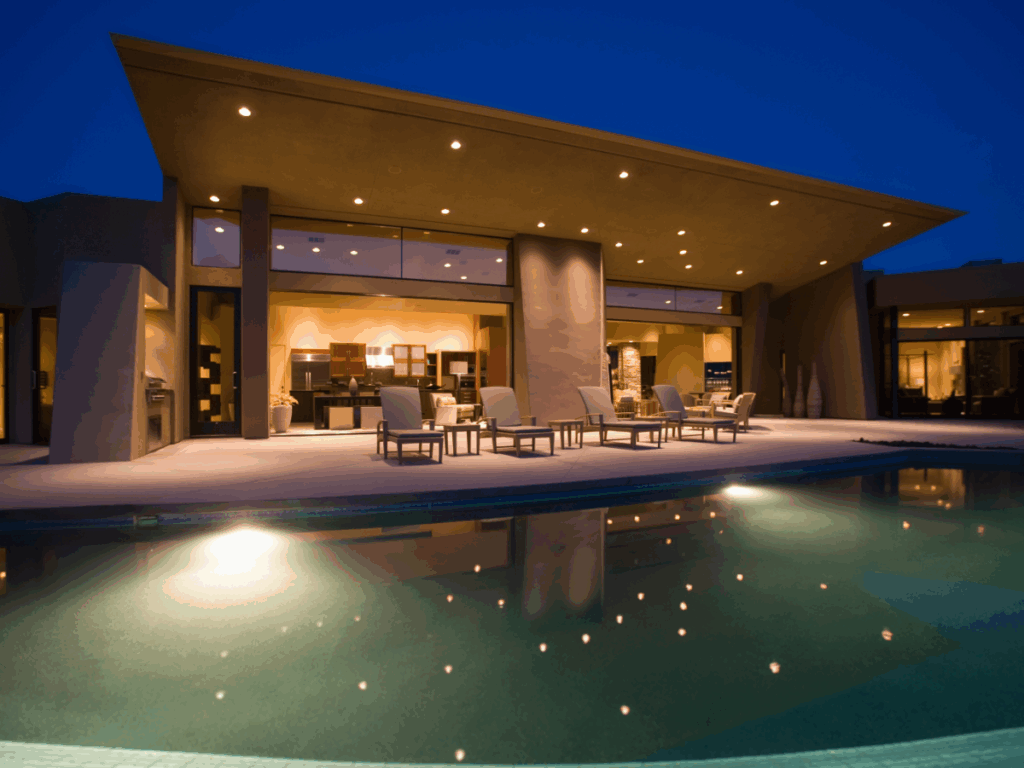 pool lighting outside home