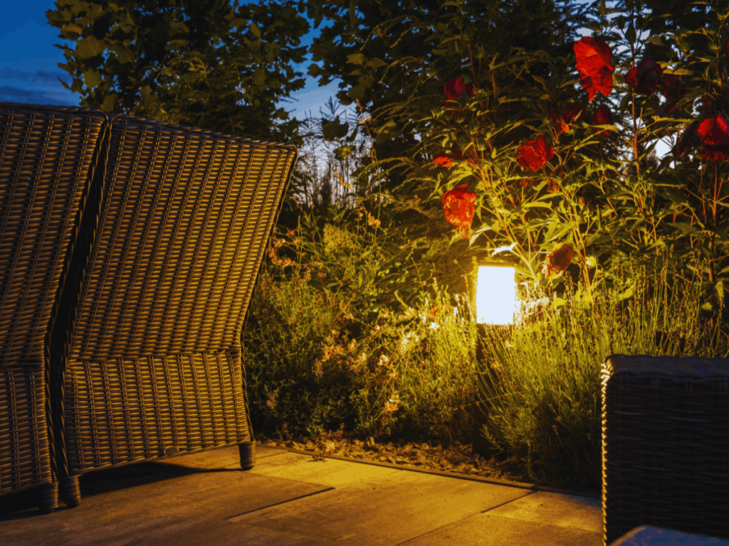 custom lighting installed near patio