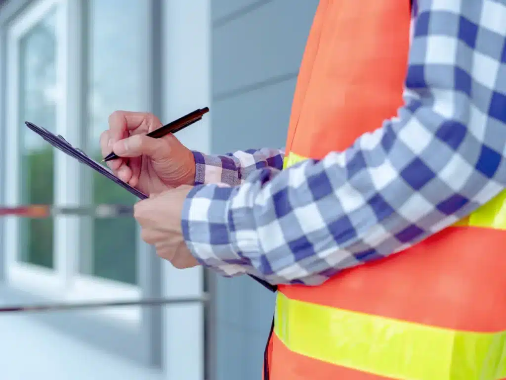 electrician performing inspection as final step in permit process